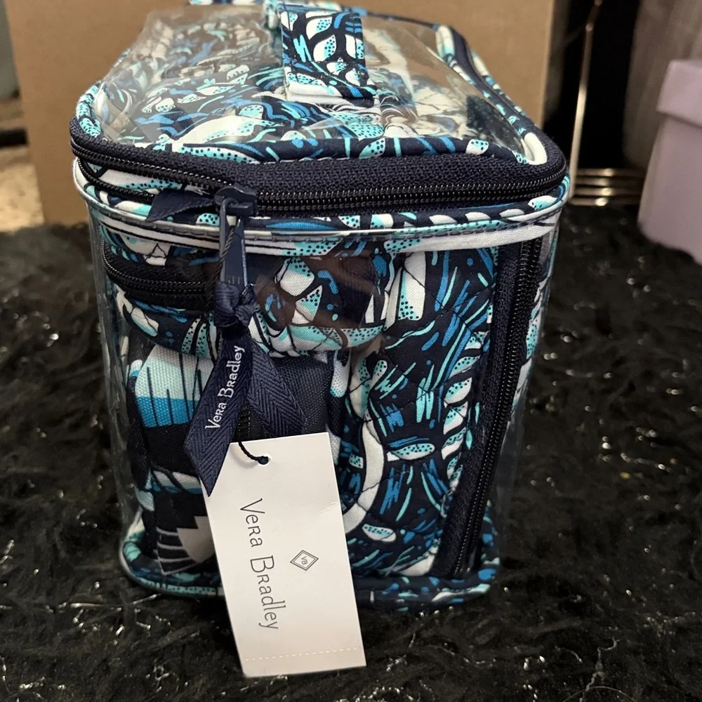 Vera Bradley Navy & Teal Floral 4 pc cosmetic Pouch Set. NWT - Picture 10 of 10